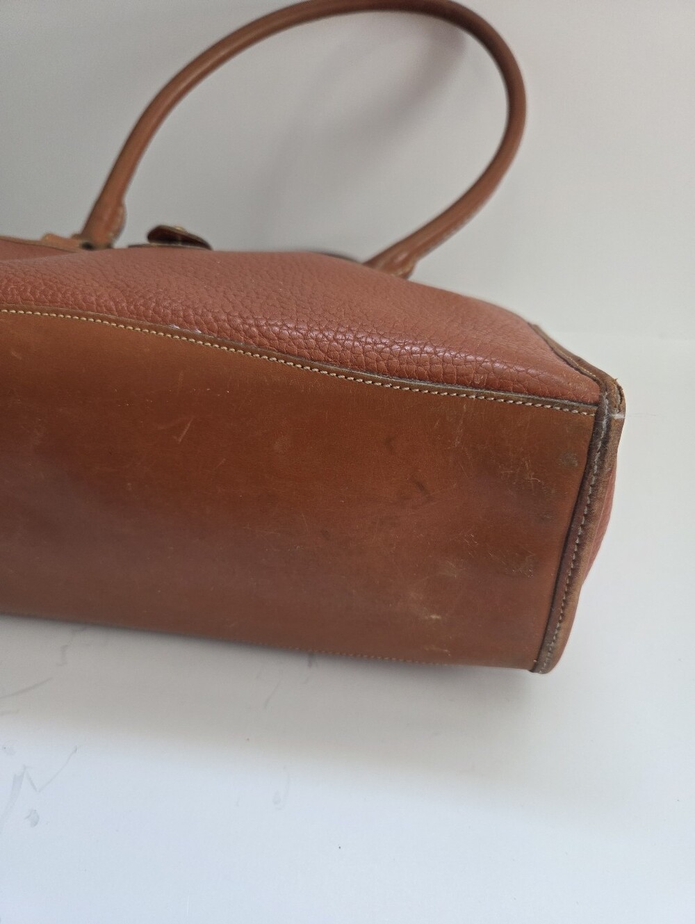 Vintage Dooney & Bourke All-Weather Leather Pebbled Leather Satchel Brown - Picture 11 of 16
